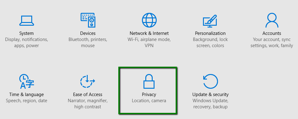 open privacy section